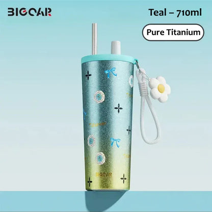 GearMoor Large Titanium Straw Tumbler | Vacuum Insulated | 24 oz