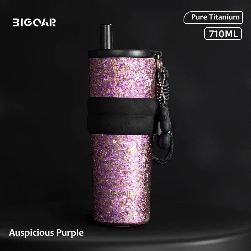 Titanium Insulated Straw Tumbler – 24 oz Car Cup