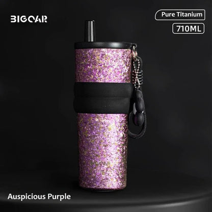 Titanium Insulated Straw Tumbler – 24 oz Car Cup