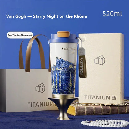 GearMoor Van Gogh Starry Night Titanium Tumbler | Insulated Cold Cup for Women | 17.6 oz