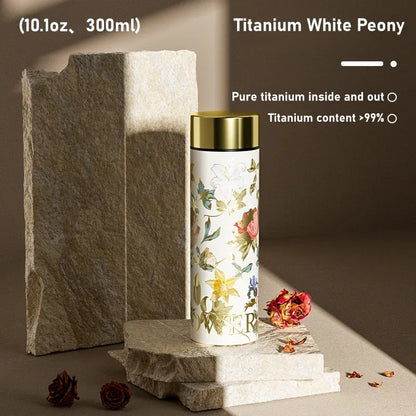 GearMoor Peony Titanium Tumbler | Insulated Cold Cup Tea Separator | 10.1 & 16.9 oz