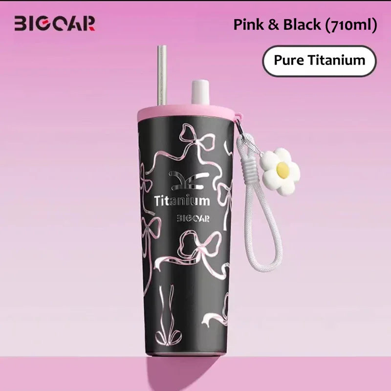 GearMoor Large Titanium Straw Tumbler | Vacuum Insulated | 24 oz