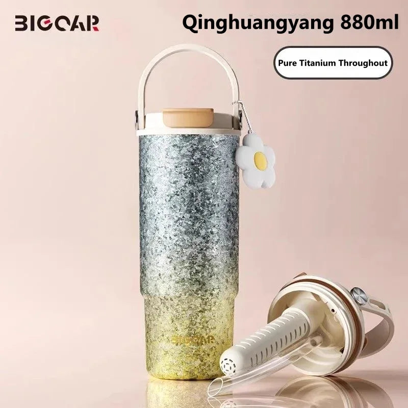 GearMoor Pure Titanium Insulated Straw Cup | Ice-Cold All Day | 29.7 oz