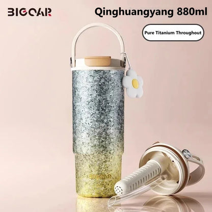 GearMoor Pure Titanium Insulated Straw Cup | Ice-Cold All Day | 29.7 oz
