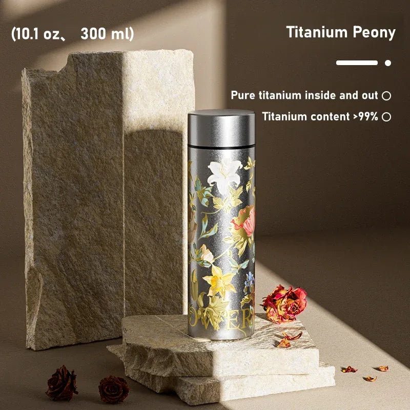 GearMoor Peony Titanium Tumbler | Insulated Cold Cup Tea Separator | 10.1 & 16.9 oz