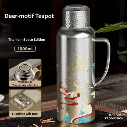 GearMoor Titanium Water Bottle SKU 04 – 1000ml 33.8oz, color variant, corrosion-resistant titanium vacuum insulated bottle
