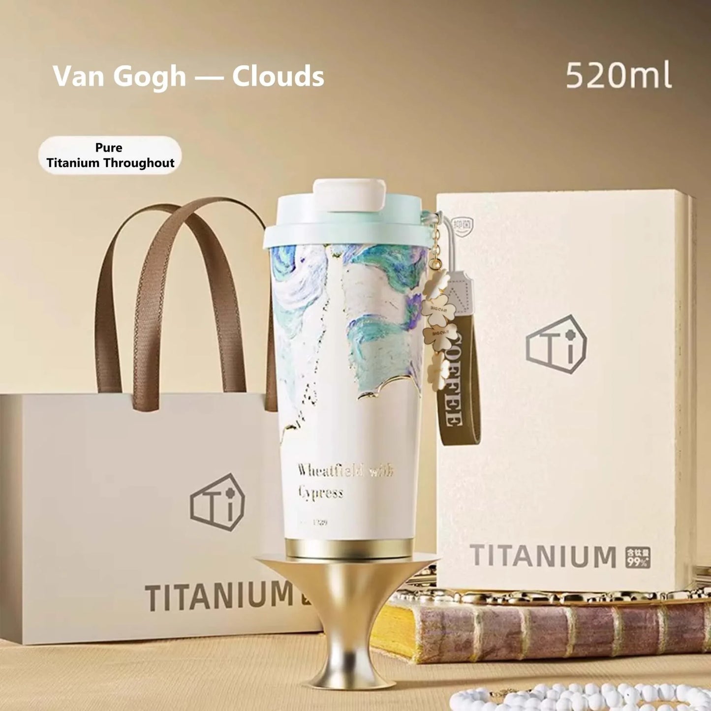 GearMoor Van Gogh Landscape Titanium Tumbler | Insulated Cold Cup for Women | 17.6 oz