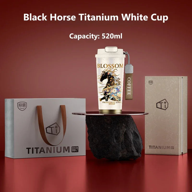 GearMoor Year of Horse Titanium Tumbler | Collector's Cold Cup | 17.6 oz