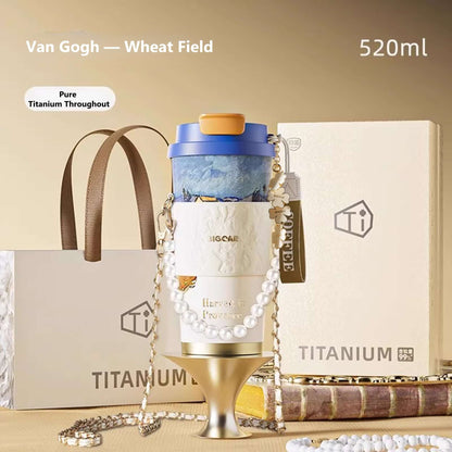 GearMoor Van Gogh Landscape Titanium Tumbler | Insulated Cold Cup for Women | 17.6 oz