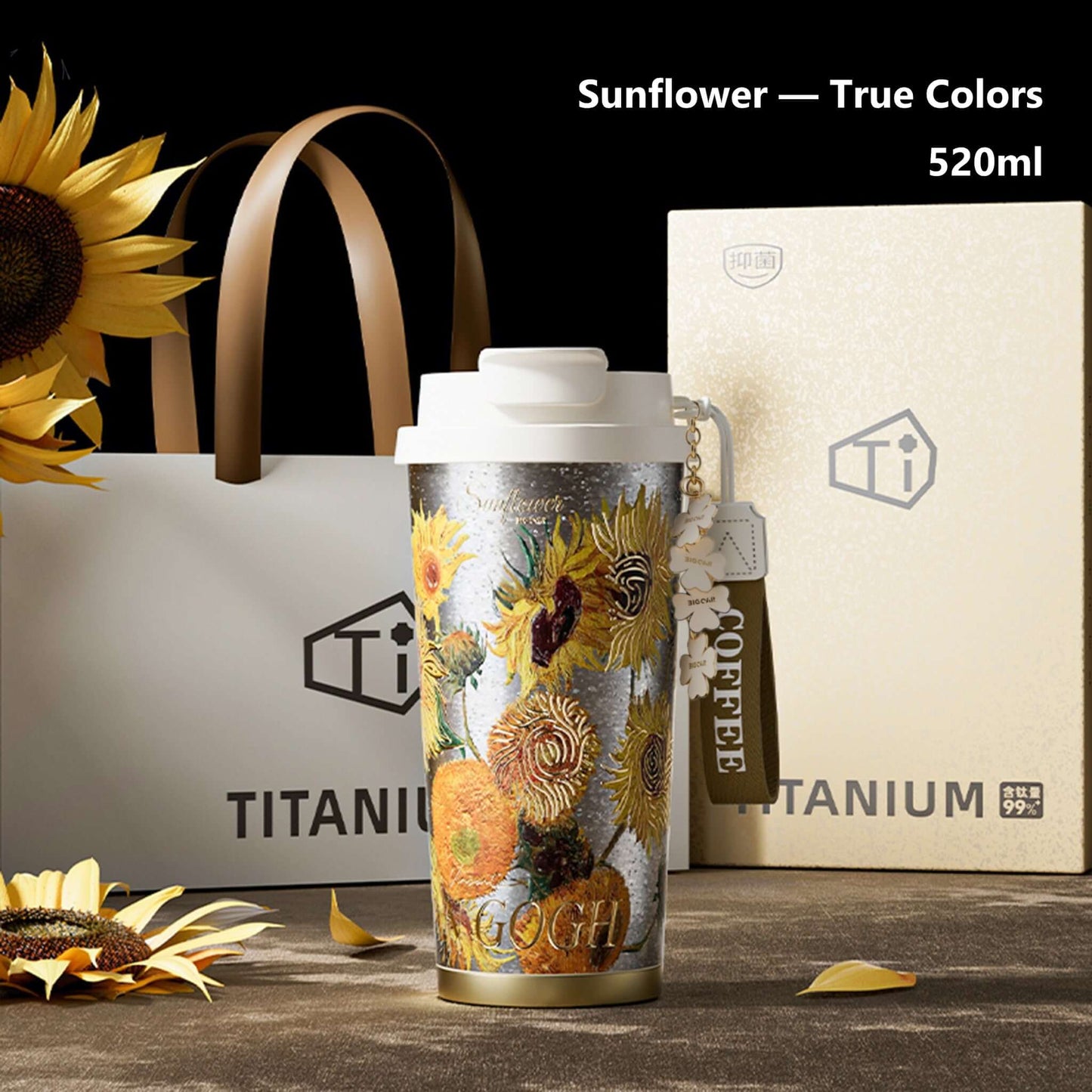 GearMoor Van Gogh Floral Titanium Tumbler | Insulated Cold Cup for Women | 17.6 oz