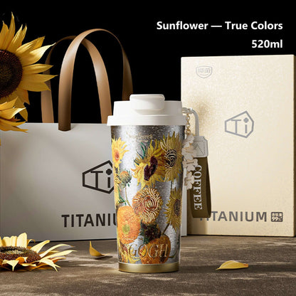 GearMoor Van Gogh Floral Titanium Tumbler | Insulated Cold Cup for Women | 17.6 oz