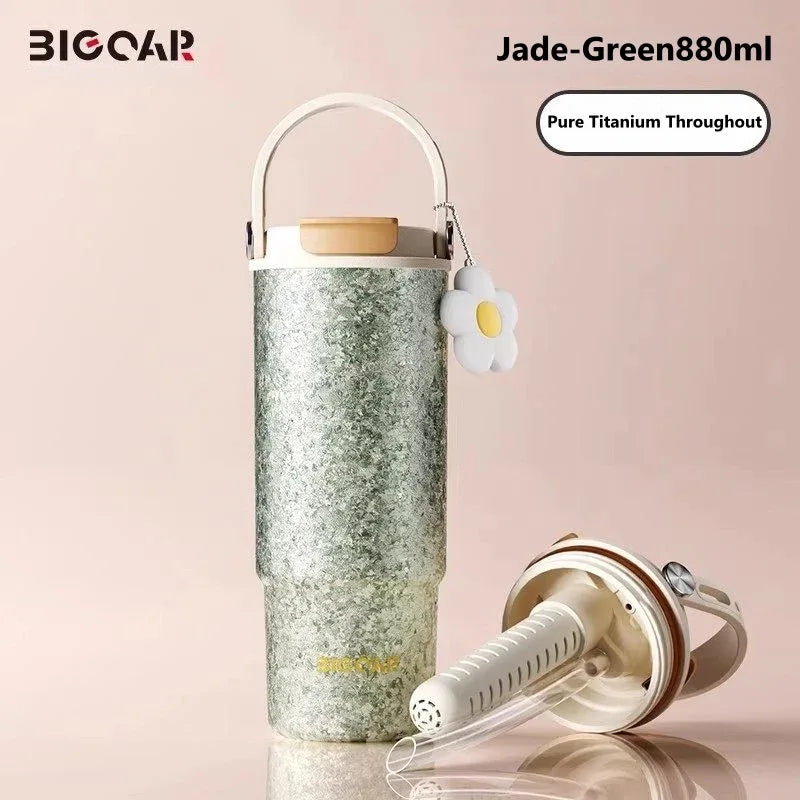 GearMoor Pure Titanium Insulated Straw Cup | Ice-Cold All Day | 29.7 oz