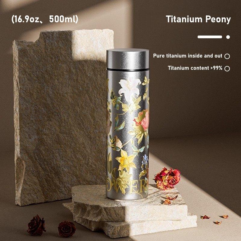 GearMoor Peony Titanium Tumbler | Insulated Cold Cup Tea Separator | 10.1 & 16.9 oz