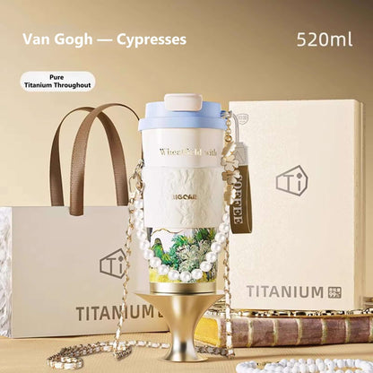 GearMoor Van Gogh Landscape Titanium Tumbler | Insulated Cold Cup for Women | 17.6 oz