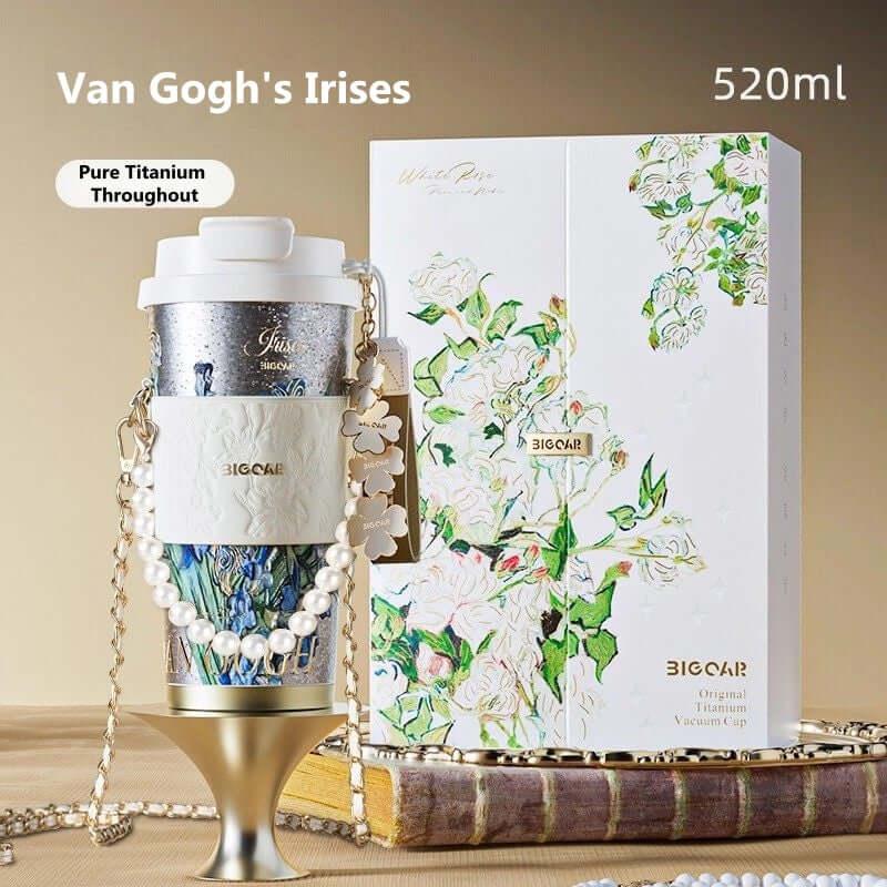 GearMoor Van Gogh Floral Titanium Tumbler | Insulated Cold Cup for Women | 17.6 oz