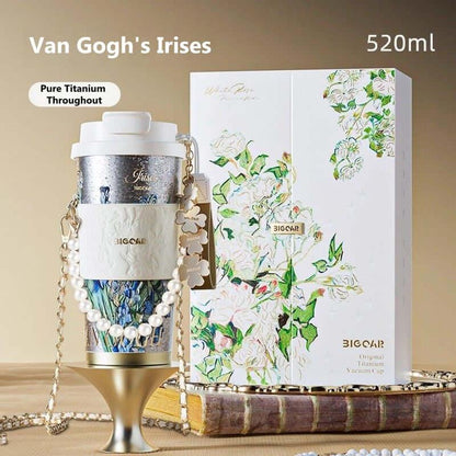 GearMoor Van Gogh Floral Titanium Tumbler | Insulated Cold Cup for Women | 17.6 oz