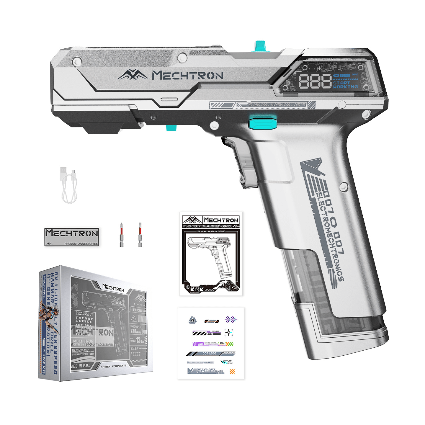 【Cyber Gift】Mecha Universe Esports Desk for Guys: Trendy Gift with AI Smart Drill for Screw Removal and Hole Drilling.