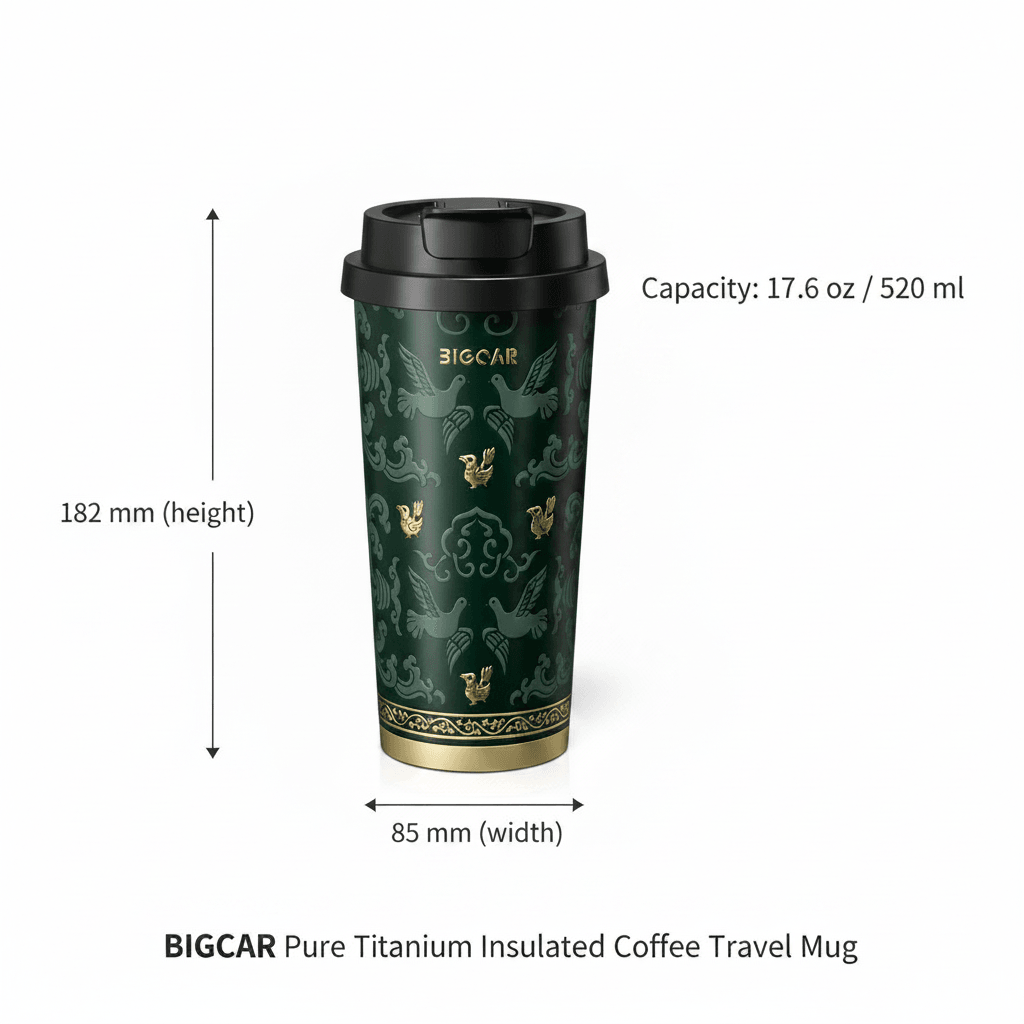 BIGCAR Titanium Mug Dimension Chart