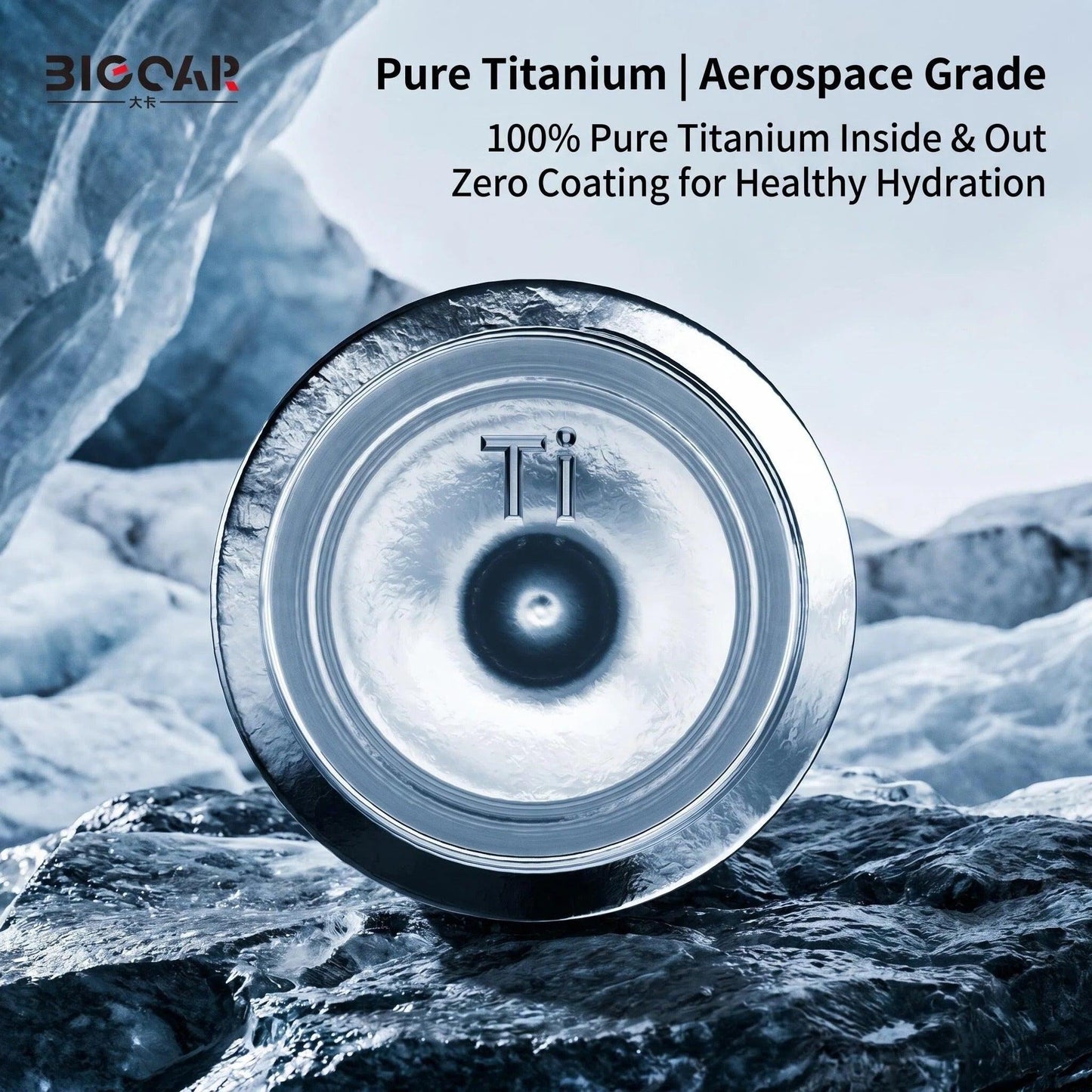 BIGCAR Gleaming Titanium Joy Cup™ | Pure Titanium Vacuum Insulated Travel Mug | 300ml