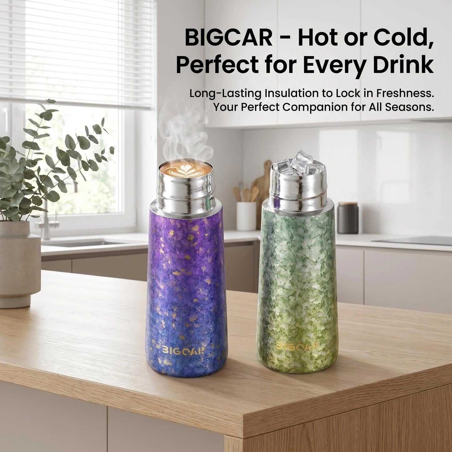 BIGCAR Gleaming Titanium Joy Cup™ | Pure Titanium Vacuum Insulated Travel Mug | 300ml