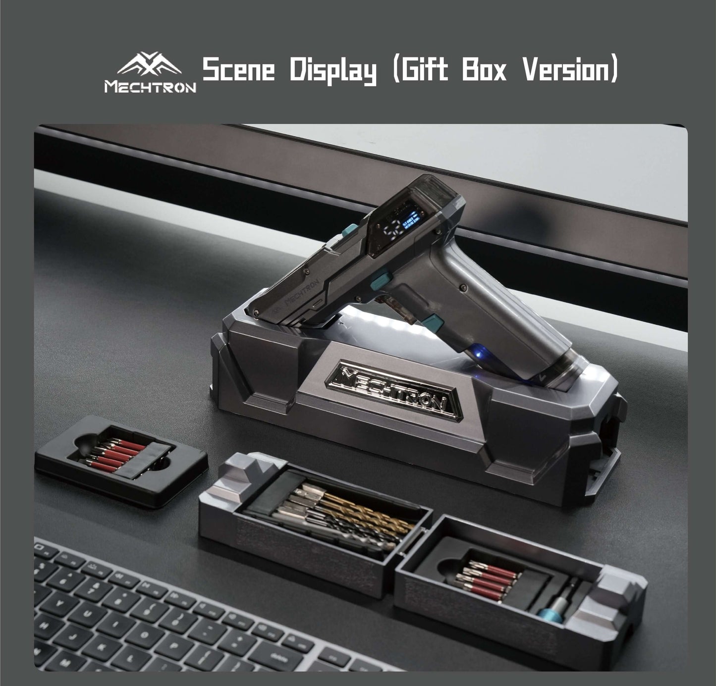 【Cyber Gift】Mecha Universe Esports Desk for Guys: Trendy Gift with AI Smart Drill for Screw Removal and Hole Drilling