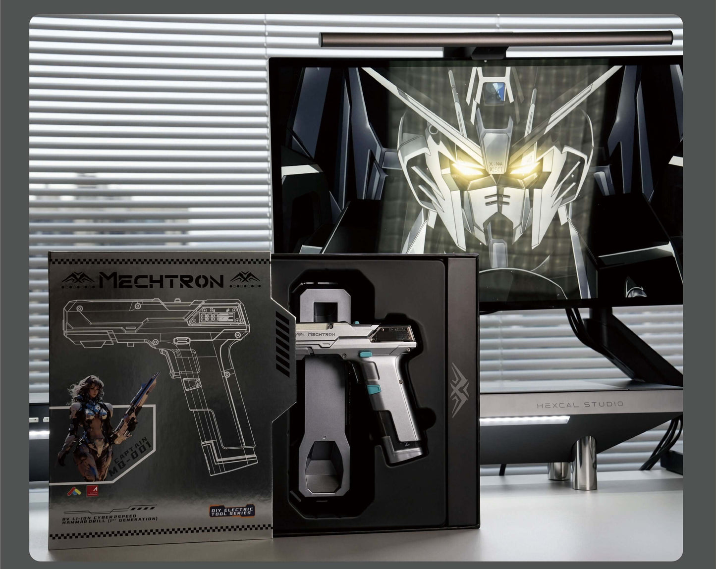 【Cyber Gift】Mecha Universe Esports Desk for Guys: Trendy Gift with AI Smart Drill for Screw Removal and Hole Drilling