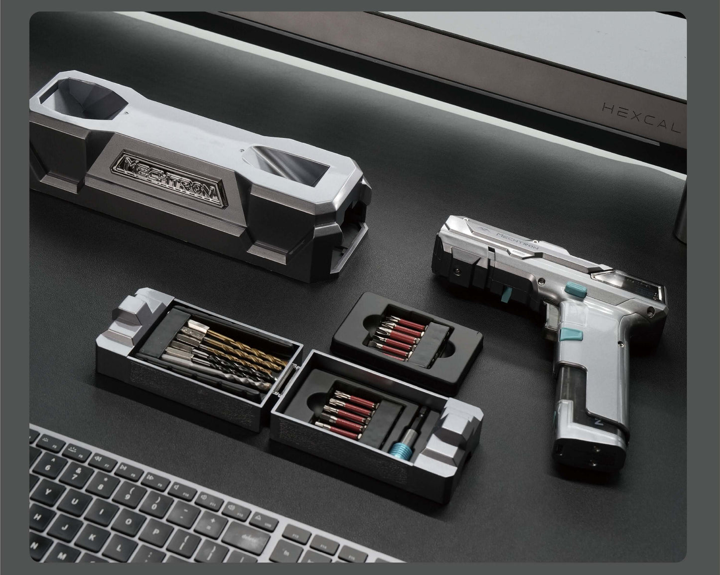 【Cyber Gift】Mecha Universe Esports Desk for Guys: Trendy Gift with AI Smart Drill for Screw Removal and Hole Drilling
