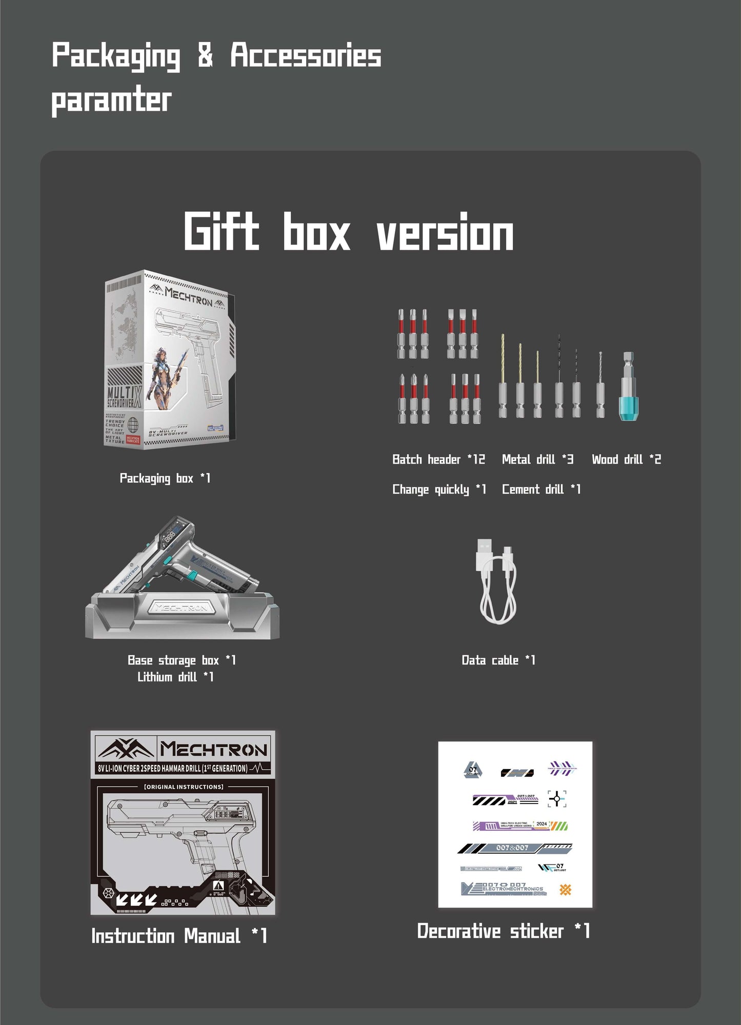 【Cyber Gift】Mecha Universe Esports Desk for Guys: Trendy Gift with AI Smart Drill for Screw Removal and Hole Drilling