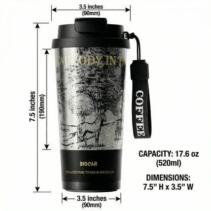 GearMoor Year of Horse Titanium Tumbler | Dark Horse Forest Collector's Cold Cup | 17.6 oz