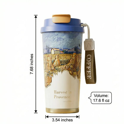 GearMoor Van Gogh Landscape Titanium Tumbler | Insulated Cold Cup for Women | 17.6 oz