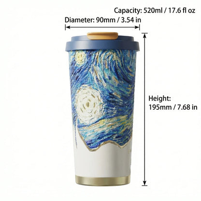 GearMoor Van Gogh Starry Night Titanium Tumbler | Insulated Cold Cup for Women | 17.6 oz