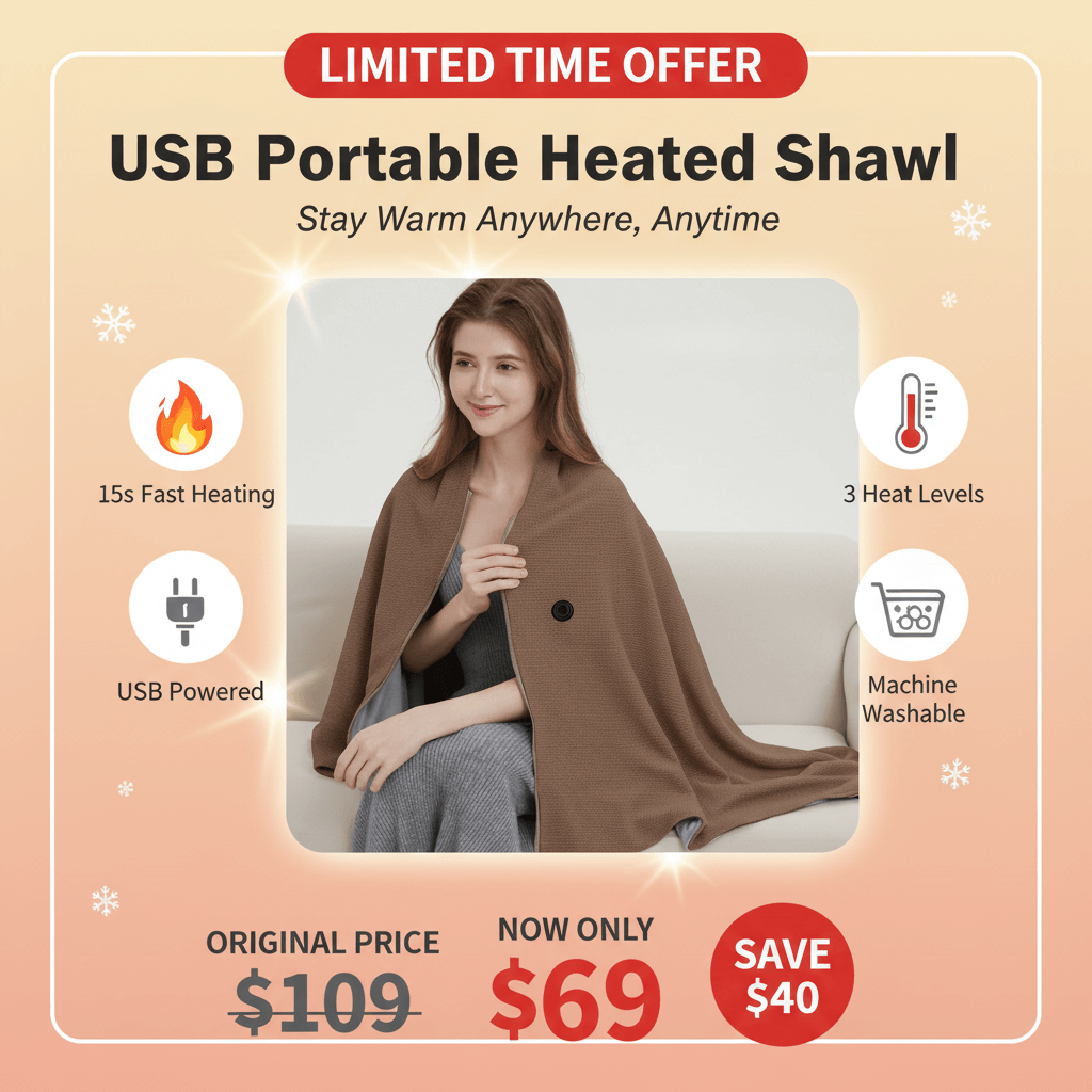 USB Portable Heated Shawl-Stay Warm Anywhere, Anytime